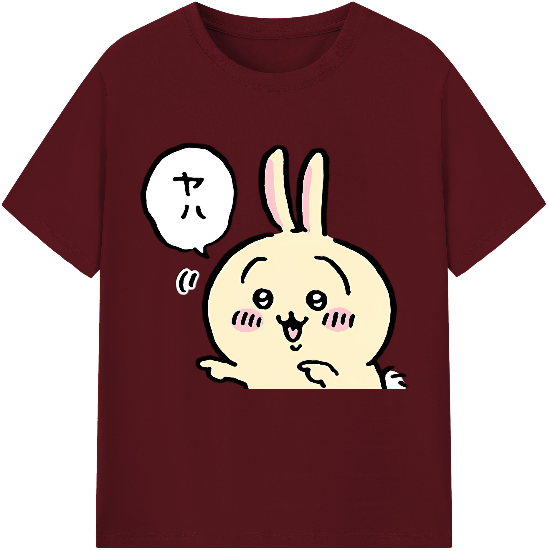 （画像用） ちいかわ うさぎ Chii-kawa usagi 綿100％半袖Tシャツ（フロントプリント）